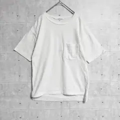 【ANTIQULOTHES】Tシャツ (M) 半袖 シンプル無地 胸ポケット 白
