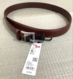 【未使用品】ユニクロ　イタリアンレザーステッチベルト　ブラウン　Mサイズ
