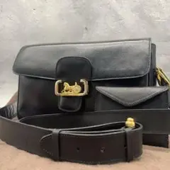 極美品✨セリーヌ 馬車金具 ホースビット ショルダーバッグ カーフレザー 黒
