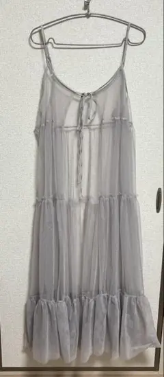 着用一度のみ rps チュールキャミ前開きキャミカーディガン グレー