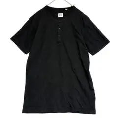 UNIQLO ユニクロ　ハーフボタン コットンTシャツ　薄手　黒　M