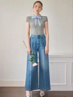 CELFORD×P.J. REDOUTEコラボ　エンブロイダリー衿付きニット