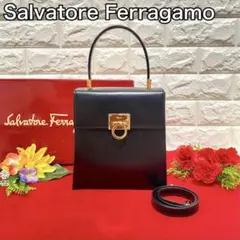 【極美品✨】Ferragamo 2way ガンチーニ ハンドバッグ ブラック