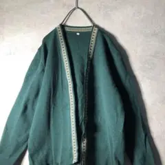 【ヴィンテージ】レトロラインニットカーディガン アンティーク 古着 AS24