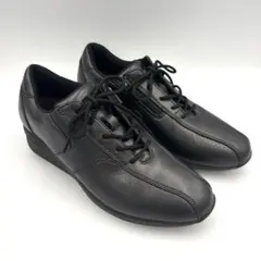 ミズノ MIZUNO レザー ウォーキングシューズ【24】ブラック サイドジップ