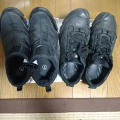 ジッパー付きブラックメッシュアウトドアシューズL✕２足