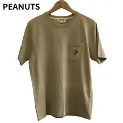PEANUTS ポケット付き Tシャツ ベージュ スヌーピー　キャラクターT