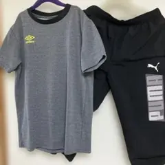 umbro Tシャツ グレー 160 プーマ7分丈パンツ　黒　160