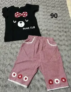 クマプリントTシャツとパンツセット 90