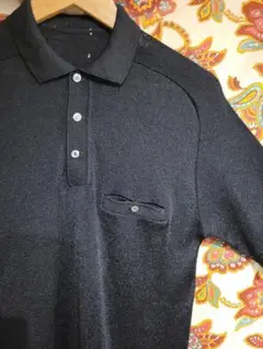 ヴィンテージ バンロンシャツ ブラック 70s USA古着 ポロ