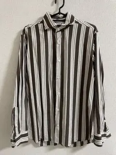 martinique 長袖シャツ ブラウンストライプ