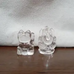 水晶　招き猫とガネーシャのセット