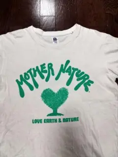 ハリウッドランチマーケット　mother nature Tシャツ　M　白　緑
