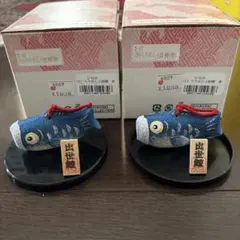 出世鯉　ちりめん土鈴鯉　青　小2セット