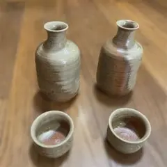 【新品未使用】丹後焼　陶器 徳利とおちょこセット 徳利2 おちょこ2