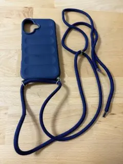iPhone16用 ネイビー ショルダーストラップケース