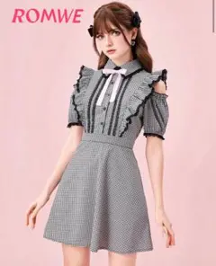 ROMWE ギンガムチェック フリル ワンピース