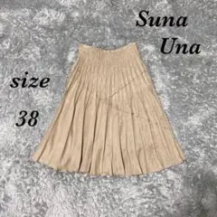 Suna Una スーナウーナ (38)プリーツスカート ひざ丈 裏地付 日本製
