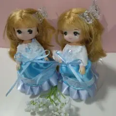 ミキちゃんマキちゃん　ワンピース　サテン　ブルー