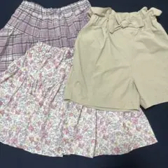 １３０ キッズ インパン付きスカート ショートパンツ3点セット