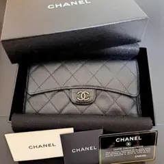 週末セール✨シャネルCHANEL長財布マトラッセ ココスマーク黒 キャビアスキン