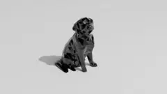 ゴールデンレトリバー　犬　おすわりローポリオブジェ