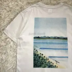 ジョナス・クレアッソン Tシャツ BEACH STROLL 海　ホワイト　M