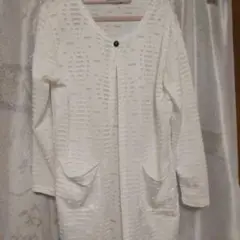 ホワイト テクスチャーカーディガン