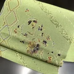 5-160 名古屋帯 九寸 美品 正絹 着物 名古屋仕立て 縮緬