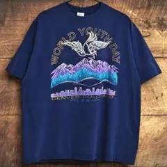 90s USA製　JERZEES　ワールドユースデー Tシャツ　ネイビー　XL