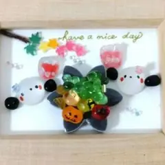 シマエナガ♡秋の実りに乾杯！ 紅葉 葡萄 南瓜 きのこ ミニ額 シーグラスアート