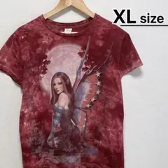 THE MOUNTAIN　Tシャツ　レディースXL　タイダイレッド　フェアリー