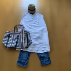 リネン ホワイト ノースリーブシャツ