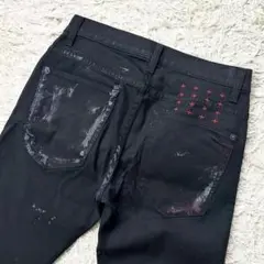 美品 Ksubi スビ スキニーパンツ ペイント ストレッチ 黒 W29