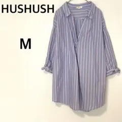 ハッシュアッシュ スキッパーシャツ 【M】ストライプ柄 オフィスカジュアル