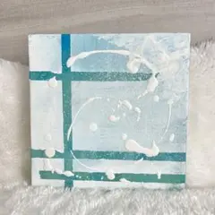 【青と白の抽象画】原画　テクスチャーアート　キャンバス