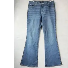 美品☆フレアデニム ブーツカットデニム ブルージーンズ サイドライン ビジュー付