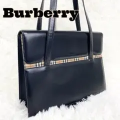 【美品】バーバリー トートバッグ ノバチェック シャドーホース レザー