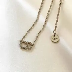 Christian Dior CDロゴ ラインストーン ゴールド ネックレス