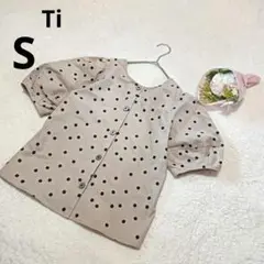 Ti ティーアイ 半袖ブラウス ベージュ ドット柄 綿 トップス ノーカラー/S
