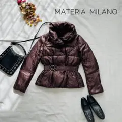MATERIA MILANO 赤茶ダウンジャケット M ベルト付 38 M