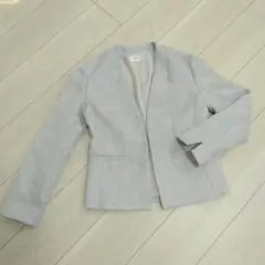 ノーカラージャケット ライトグレー