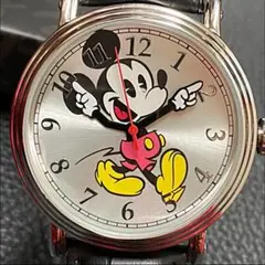 新品 43mm 日本製クオーツ ミッキーマウス Disney シルバーxレザー