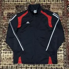 Y2K adidas トラックジャケット ジャージ 黒 赤 状態良好 アディダス