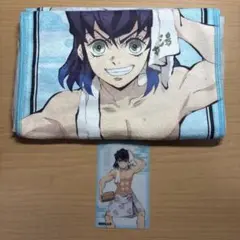 鬼滅の刃★極楽湯★クリアカード★缶バッジ★限定★タオル★非売品★嘴平伊之助