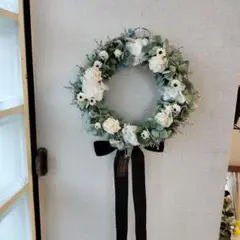 秋色紫陽花とソーラーフラワーのリース　直径約22ｃｍ