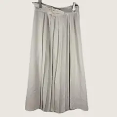 1359ロペピクニックグレージュプリーツシフォンロングスカートウエストマーク無地