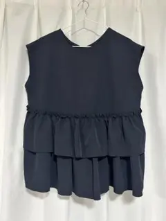 coca ネイビー フリル付きノースリーブ Lサイズ