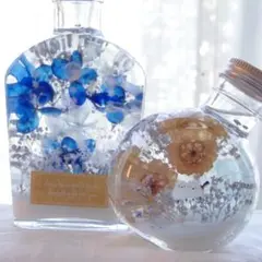 【訳アリsale！バラ売り不可】エナガと妖精の上品なブルーハーバリウムセット