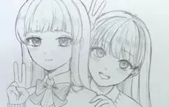 手描きイラスト　オリジナル　女の子　アナログ